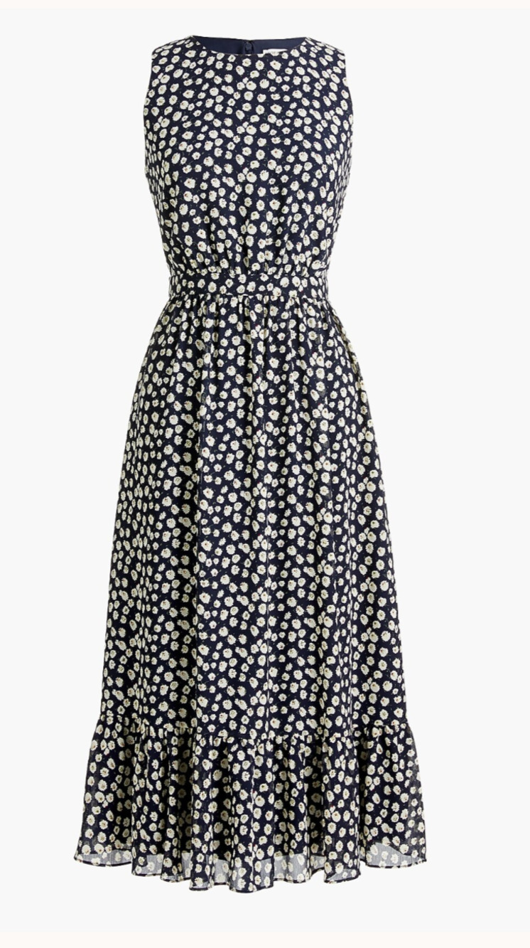 J. Crew Factory Printed Tiered Midi Dress